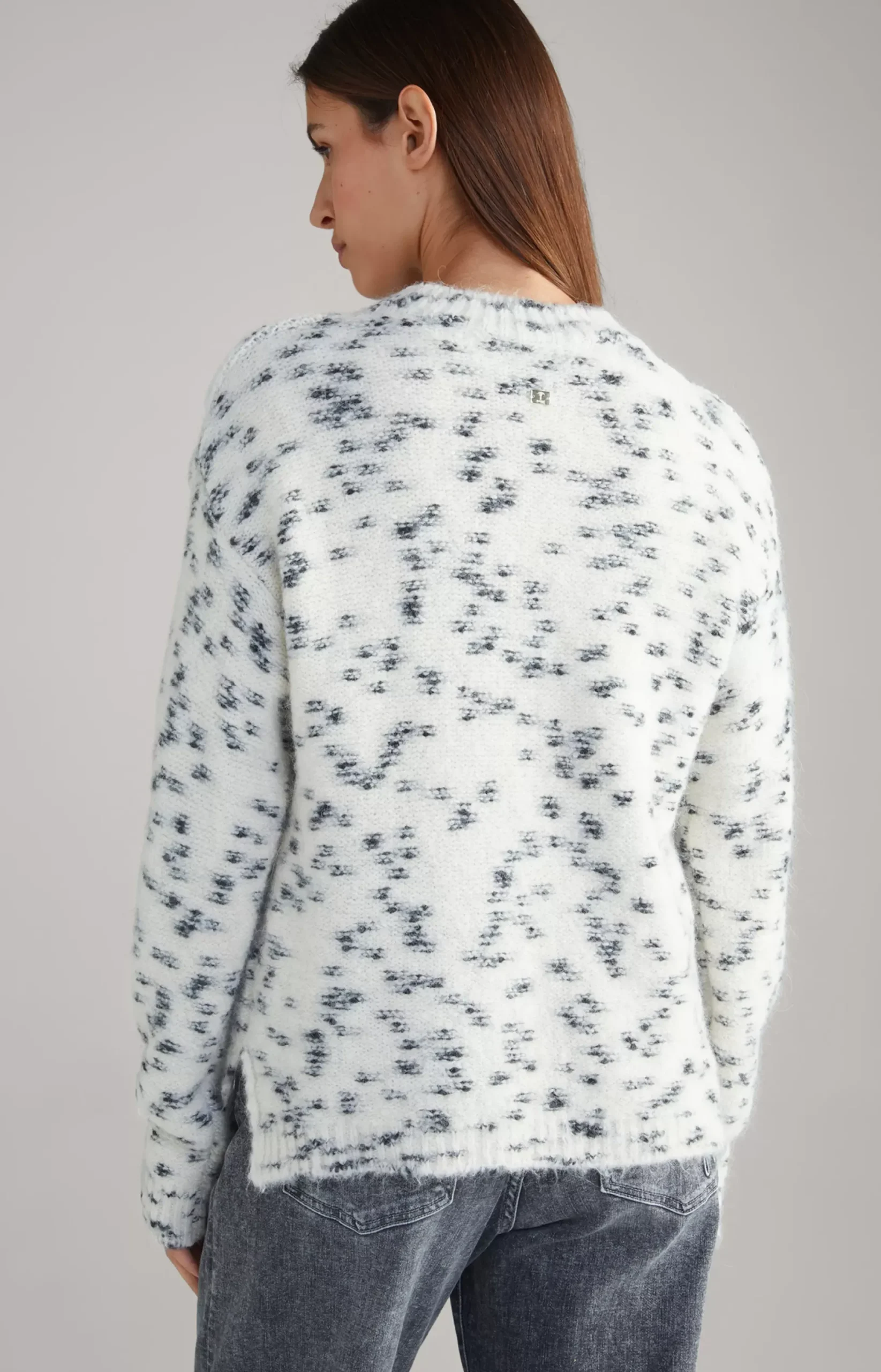 Outlet JOOP! Alpaca Blend Knitted Jumper in cream patterned