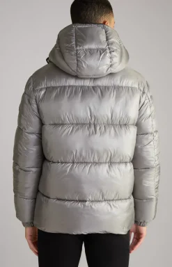 New JOOP! Ambro Quilted Jacket with Hood in Metallic Grey metallic/grey