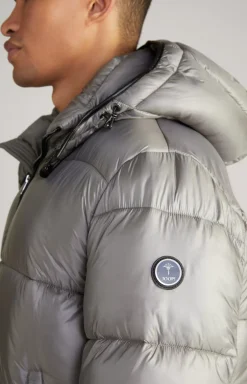 New JOOP! Ambro Quilted Jacket with Hood in Metallic Grey metallic/grey
