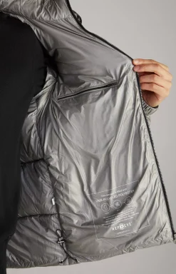 New JOOP! Ambro Quilted Jacket with Hood in Metallic Grey metallic/grey