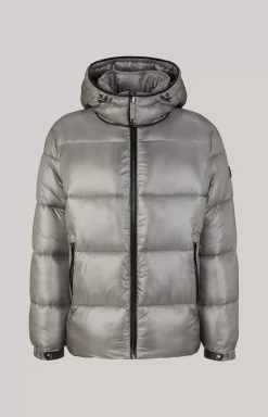 New JOOP! Ambro Quilted Jacket with Hood in Metallic Grey metallic/grey