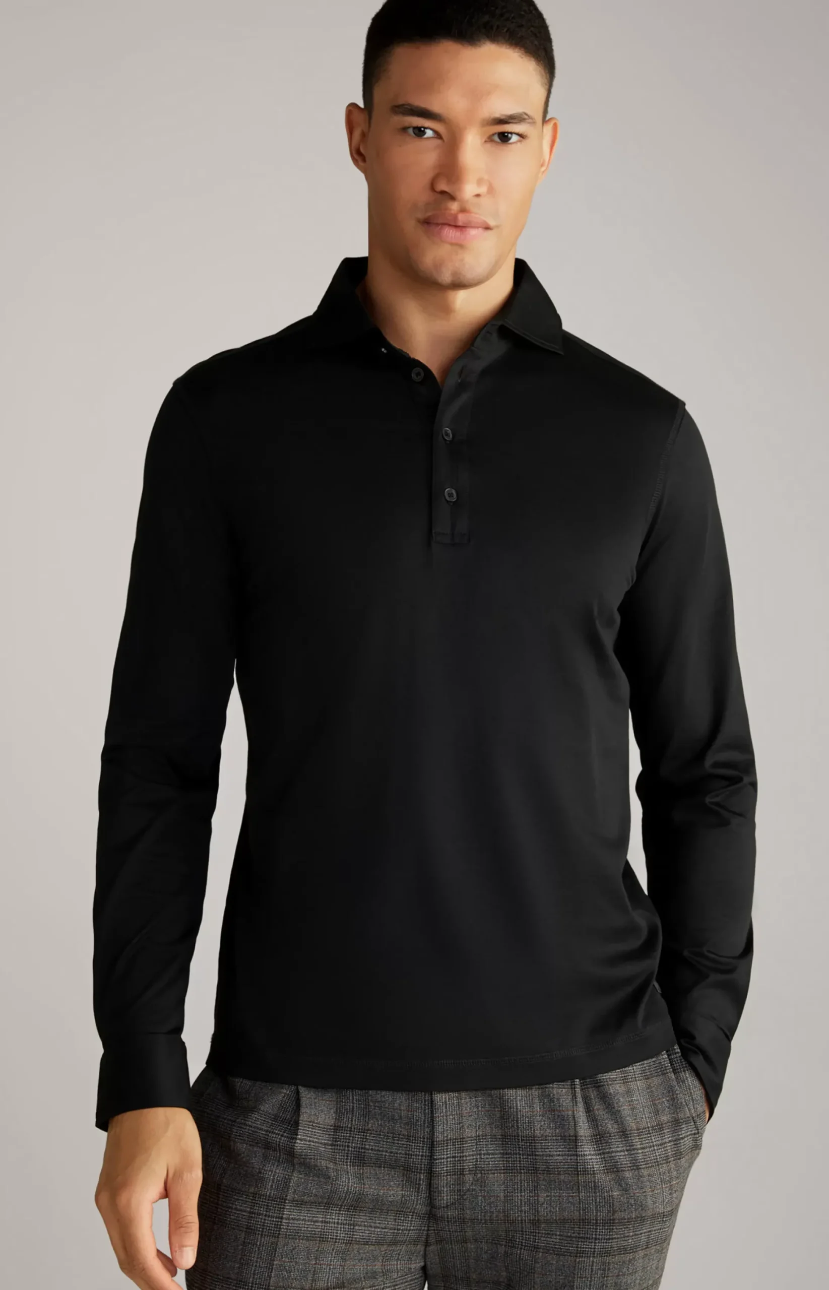 JOOP! Baldwin Long-sleeved Polo Shirt in black