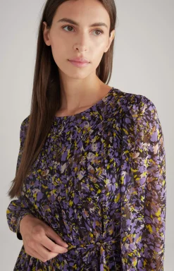 Outlet JOOP! Chiffon Pleated Dress in a Purple/Yellow Pattern patterned purple/yellow