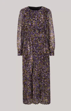 Outlet JOOP! Chiffon Pleated Dress in a Purple/Yellow Pattern patterned purple/yellow