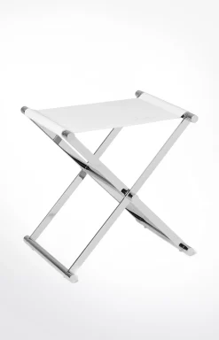 Clearance JOOP! Chromeline bathroom stool, white plain light beige