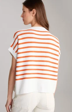 Clearance JOOP! Cotton Knit Jumper in Stripes orange/white