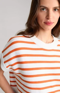 Clearance JOOP! Cotton Knit Jumper in Stripes orange/white