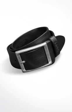 JOOP! Finely Textured Cowhide Belt in Black 
