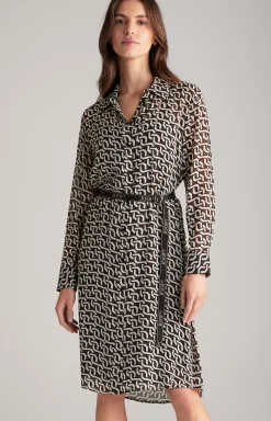 Hot JOOP! Georgette Shirt Dress in a Pattern brown/cream/black