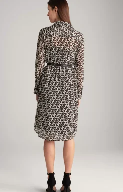 Hot JOOP! Georgette Shirt Dress in a Pattern brown/cream/black