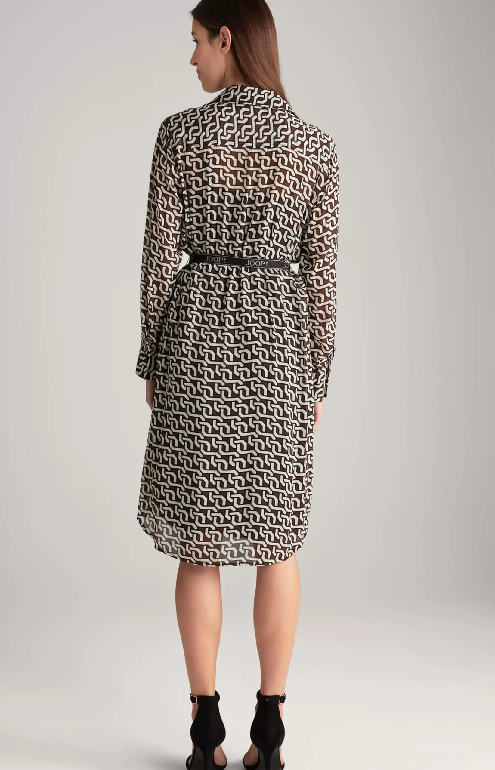 Hot JOOP! Georgette Shirt Dress in a Pattern brown/cream/black