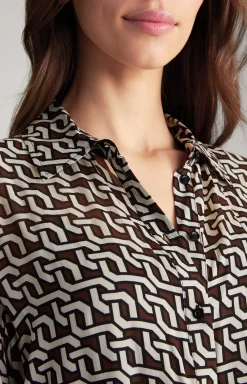 Hot JOOP! Georgette Shirt Dress in a Pattern brown/cream/black