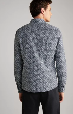 Clearance JOOP! Hanson Cotton Shirt in Dark Blue, patterned dark blue patterned
