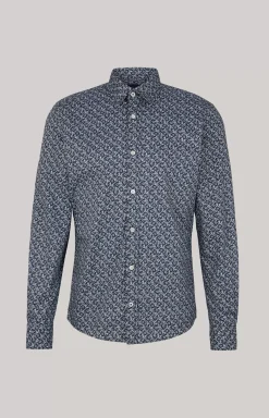Clearance JOOP! Hanson Cotton Shirt in Dark Blue, patterned dark blue patterned