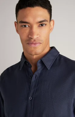 Sale JOOP! Hanson Cotton Shirt in Mottled Dark Blue dark blue melange