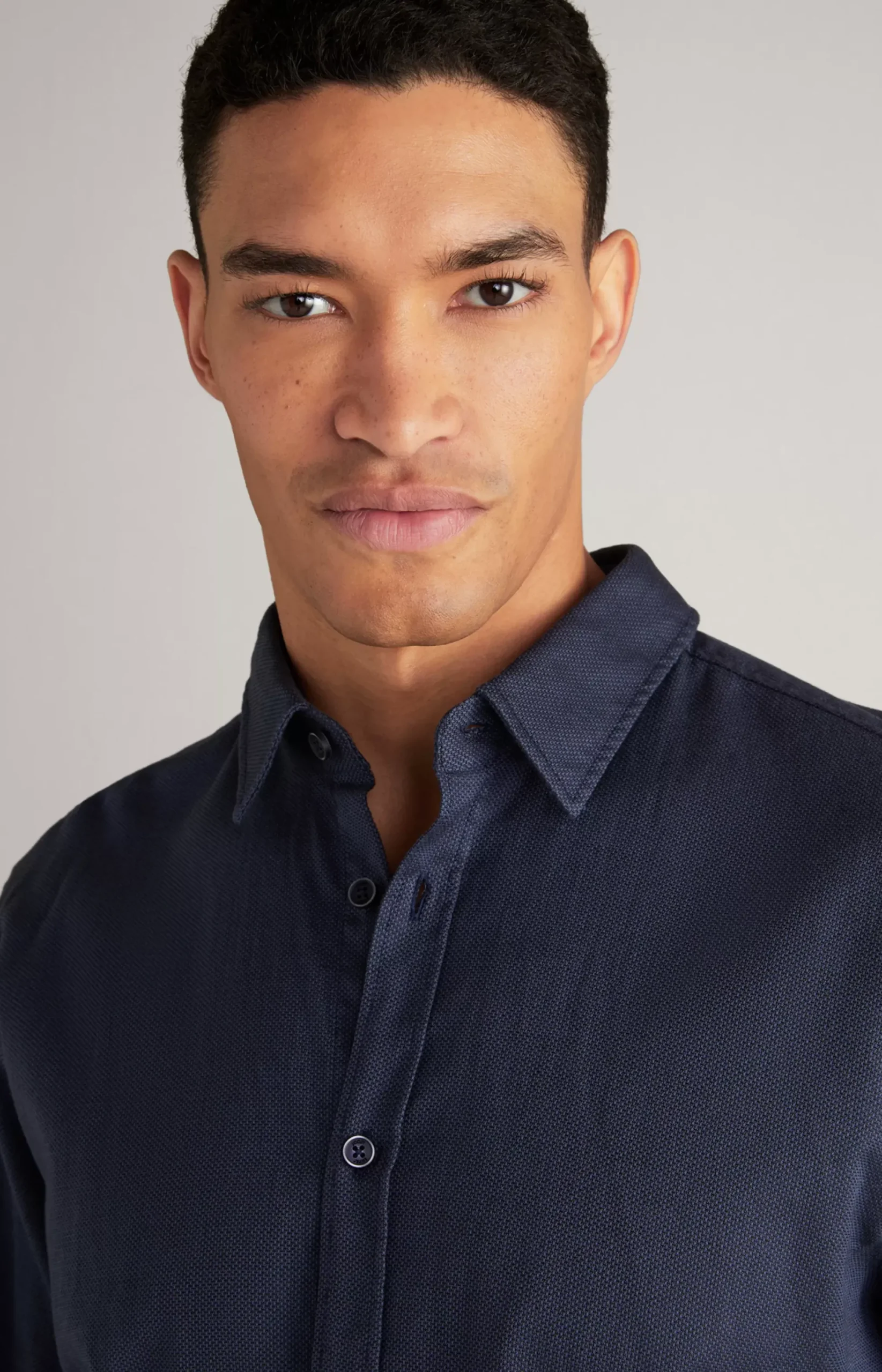 Sale JOOP! Hanson Cotton Shirt in Mottled Dark Blue dark blue melange
