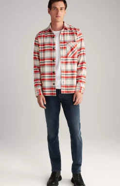 New JOOP! Harvi Flannel Shirt in Red/Beige Check checked red/beige