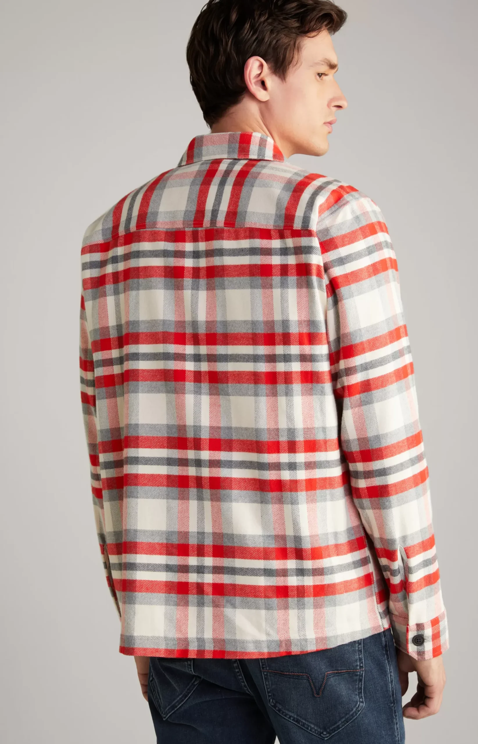 New JOOP! Harvi Flannel Shirt in Red/Beige Check checked red/beige