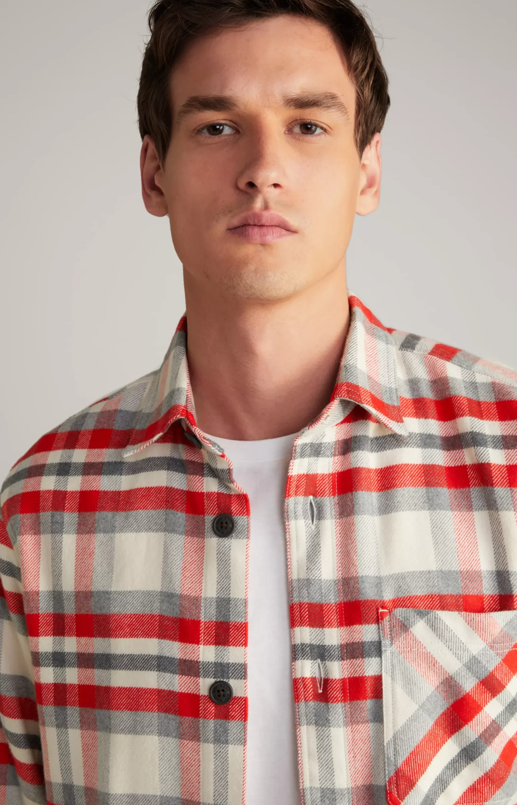 New JOOP! Harvi Flannel Shirt in Red/Beige Check checked red/beige