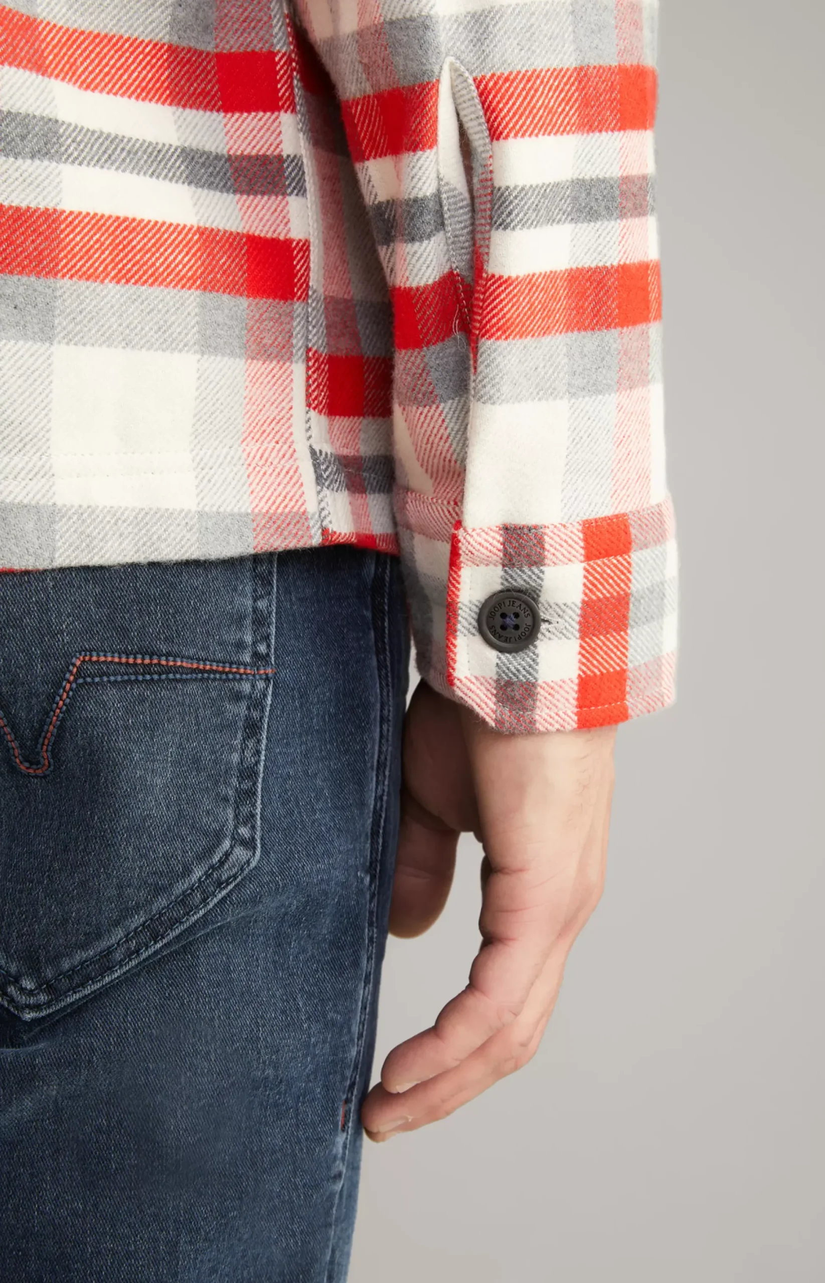 New JOOP! Harvi Flannel Shirt in Red/Beige Check checked red/beige