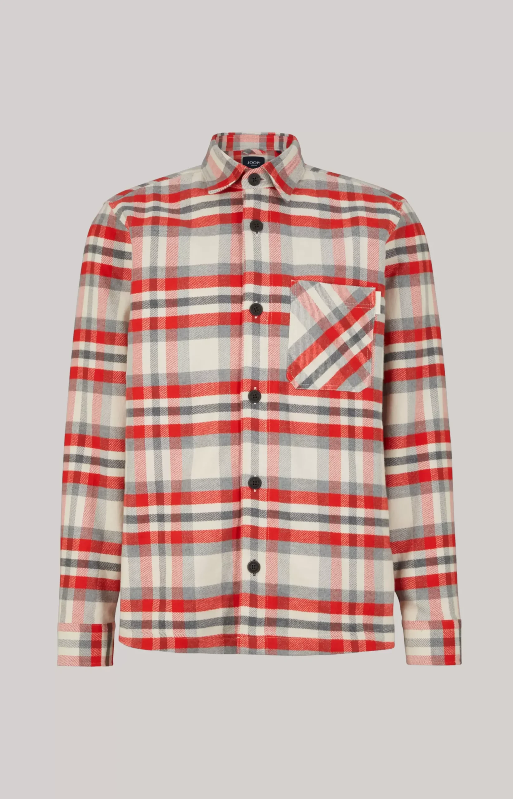 New JOOP! Harvi Flannel Shirt in Red/Beige Check checked red/beige