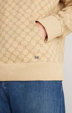 Clearance JOOP! Hoodie in Dark Beige, patterned dark beige patterned
