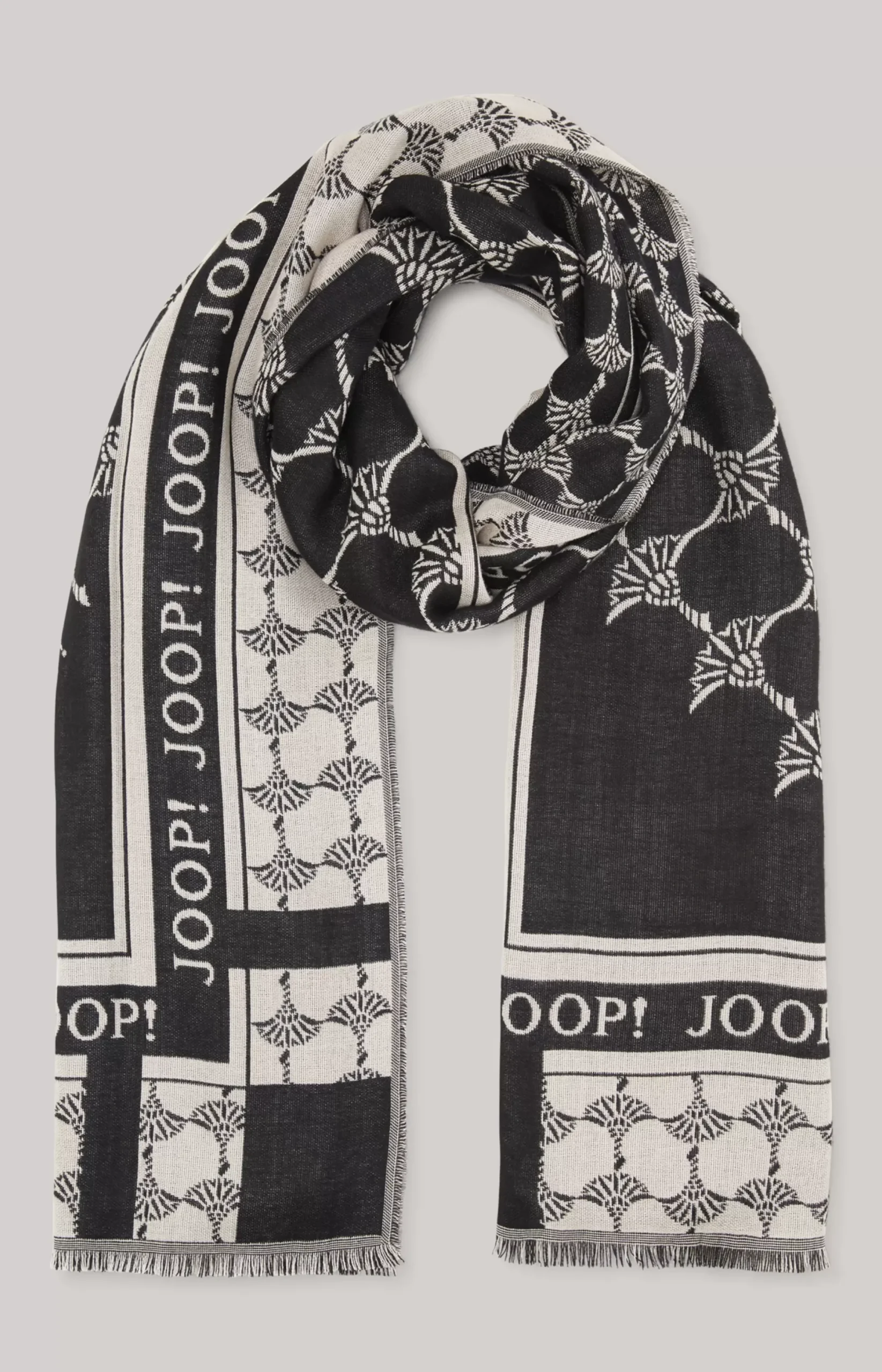 JOOP! Jaquard Scarf in black/beige