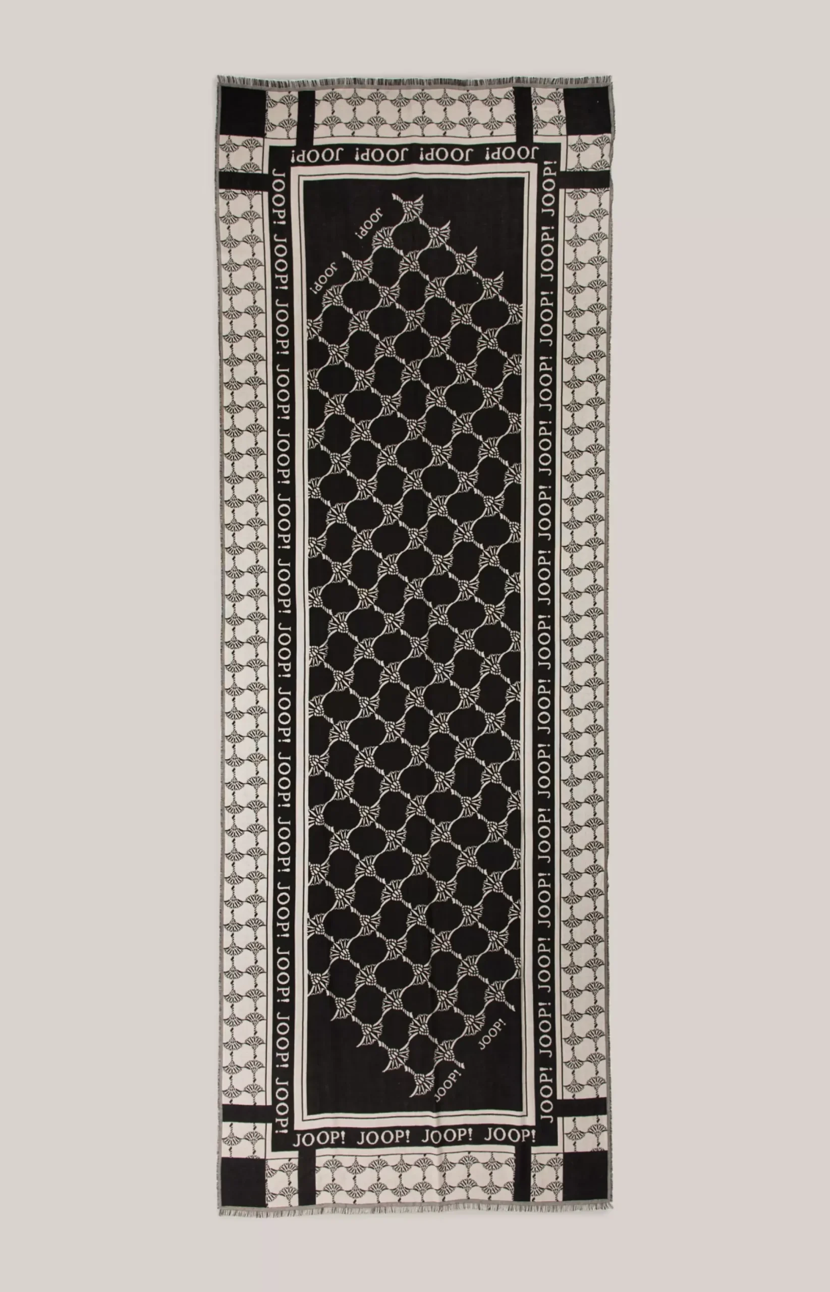 JOOP! Jaquard Scarf in black/beige