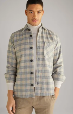 New JOOP! Kalan Flannel Shirt in a Grey/Beige Pattern patterned grey/beige
