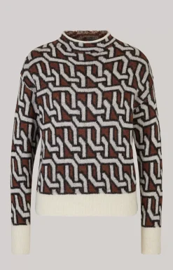 Hot JOOP! Knitted Pullover in a Cream/Brown/Black Pattern black patterned