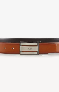 Online JOOP! Leather Belt in Cognac stripe navy 1