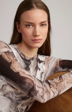 New JOOP! Mesh Dress in Off-white/Back off-white/black