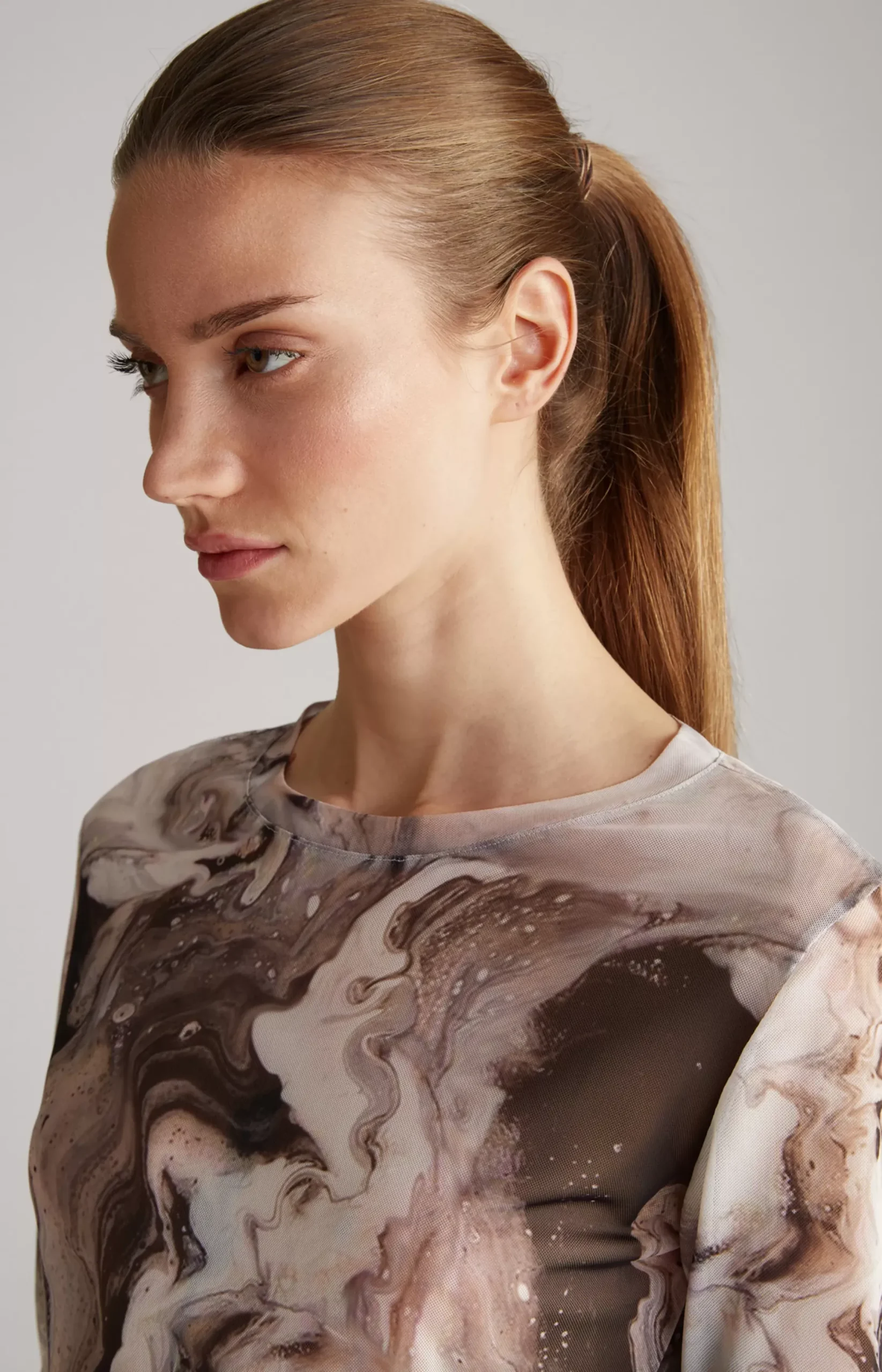 Outlet JOOP! Mesh Long-sleeved Shirt in off-white/black