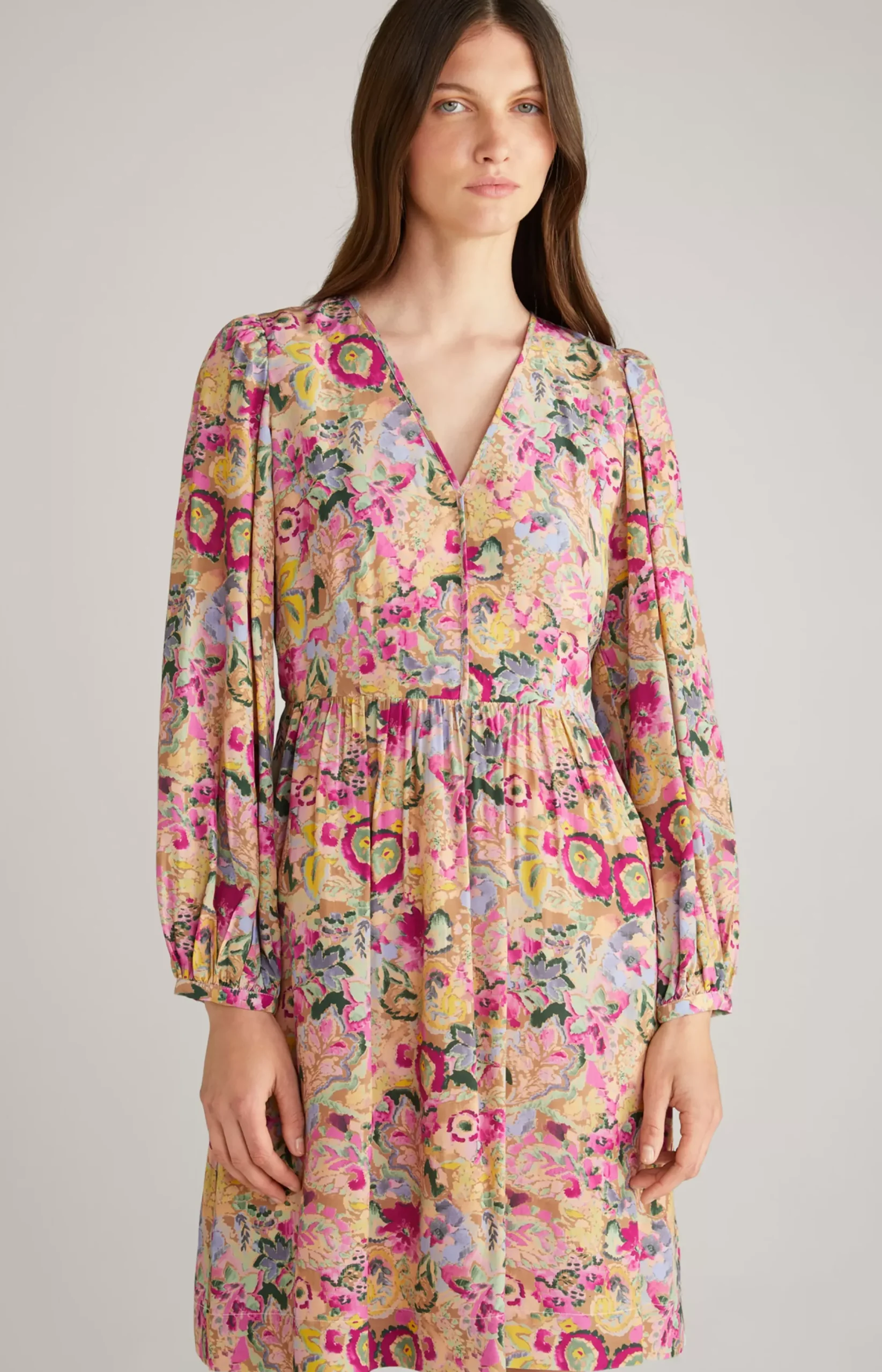 Outlet JOOP! Midi Dress in a Beige/Pink Pattern beige/pink patterned