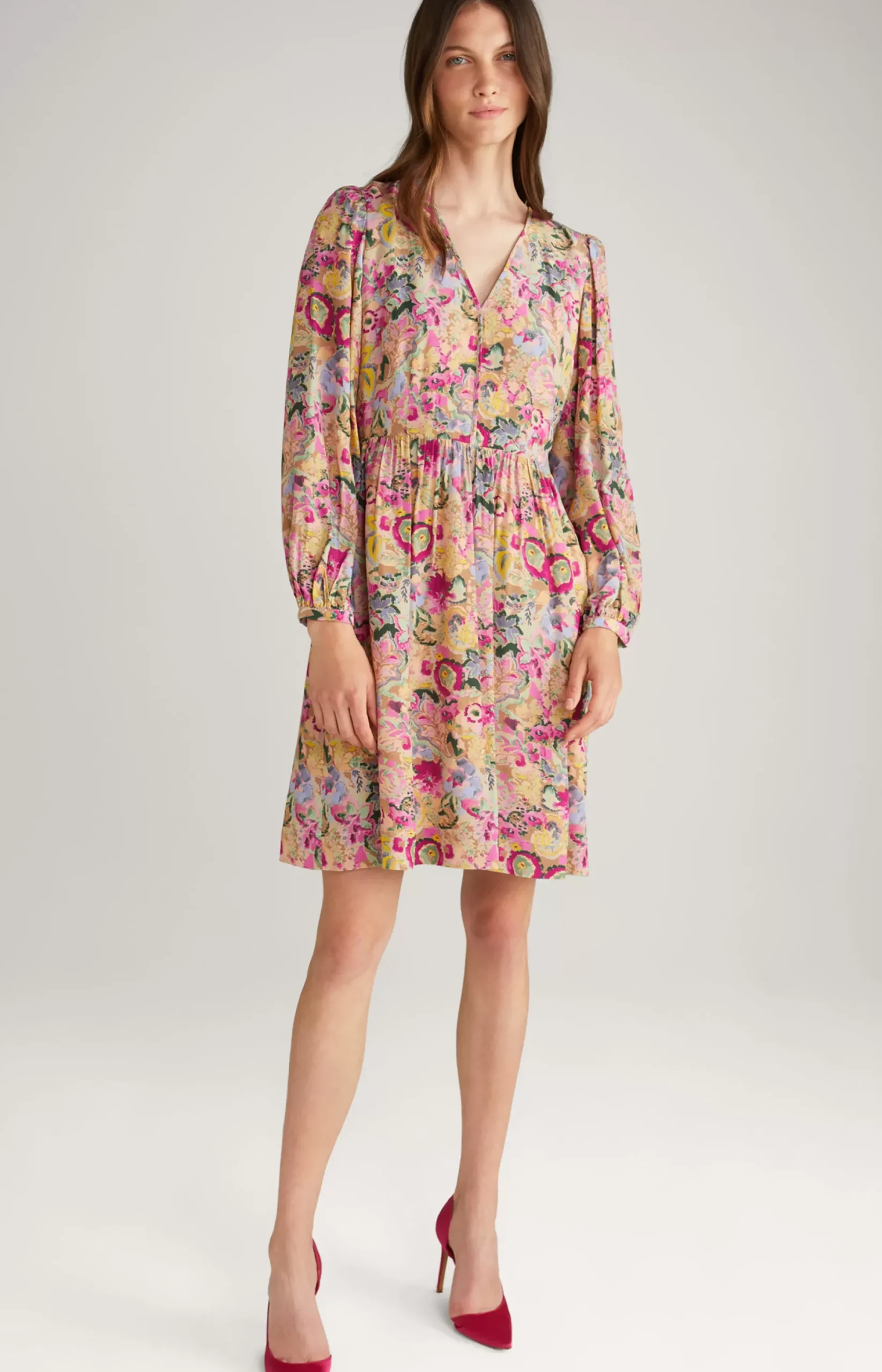 Outlet JOOP! Midi Dress in a Beige/Pink Pattern beige/pink patterned