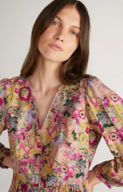 Outlet JOOP! Midi Dress in a Beige/Pink Pattern beige/pink patterned