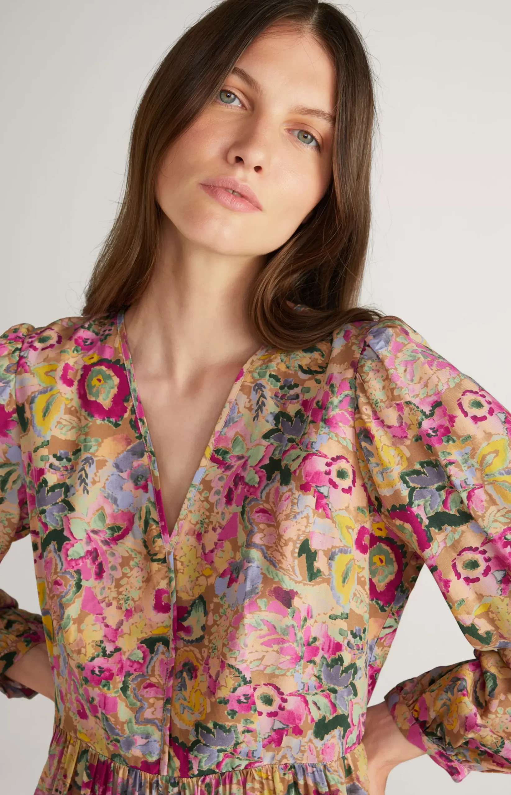 Outlet JOOP! Midi Dress in a Beige/Pink Pattern beige/pink patterned