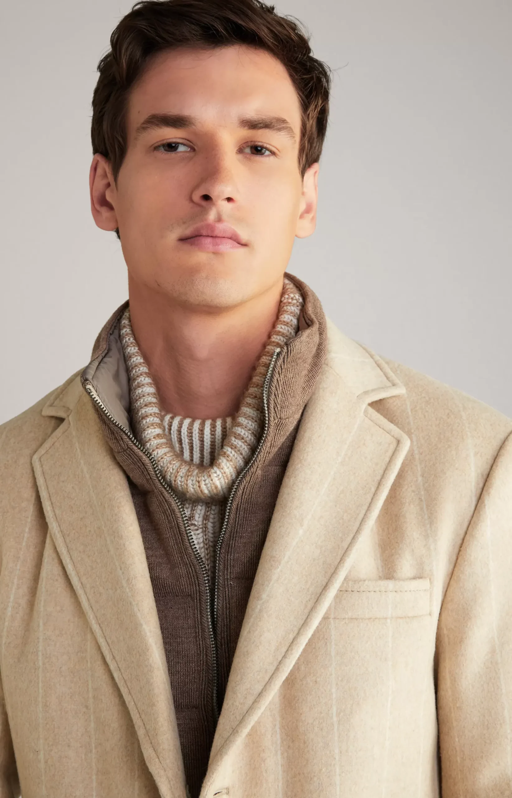 JOOP! Morris Coat in a Beige Stripe striped beige