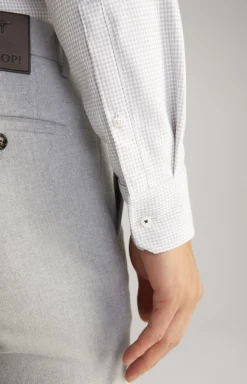 New JOOP! Pai Cotton Shirt in a White/Silver Pattern white/silver patterned