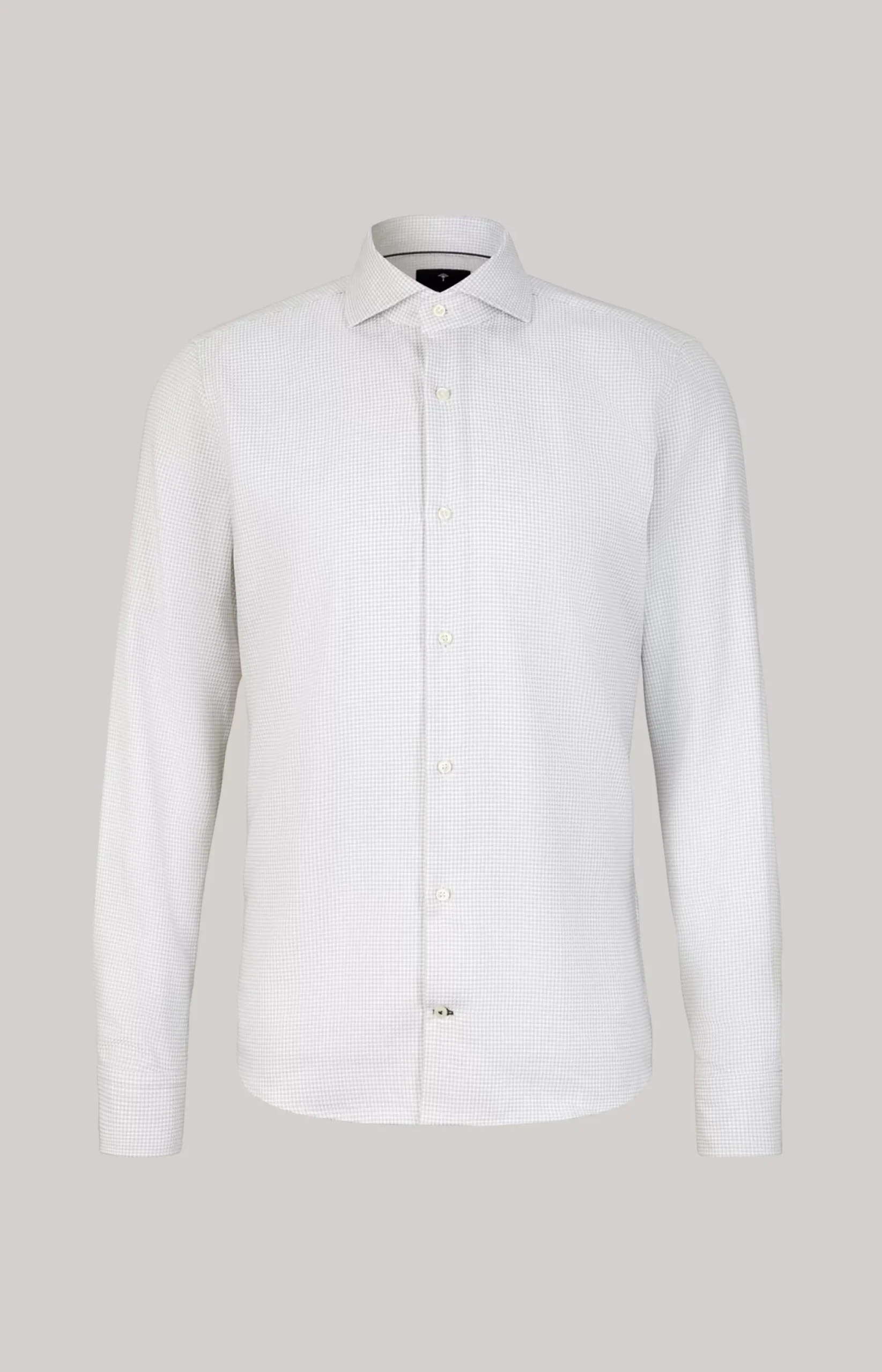 New JOOP! Pai Cotton Shirt in a White/Silver Pattern white/silver patterned