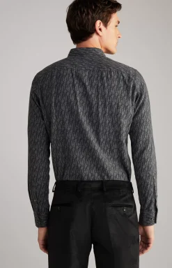 Outlet JOOP! Pit Cotton Shirt in Dark Grey, patterned patterned dark grey