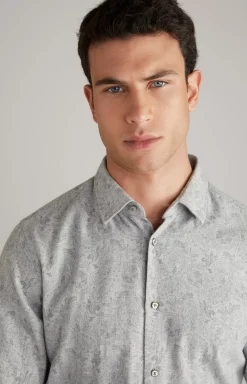Clearance JOOP! Pit Cotton Shirt in Light Grey, patterned patterned light grey
