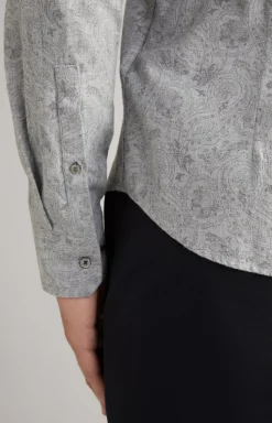Clearance JOOP! Pit Cotton Shirt in Light Grey, patterned patterned light grey