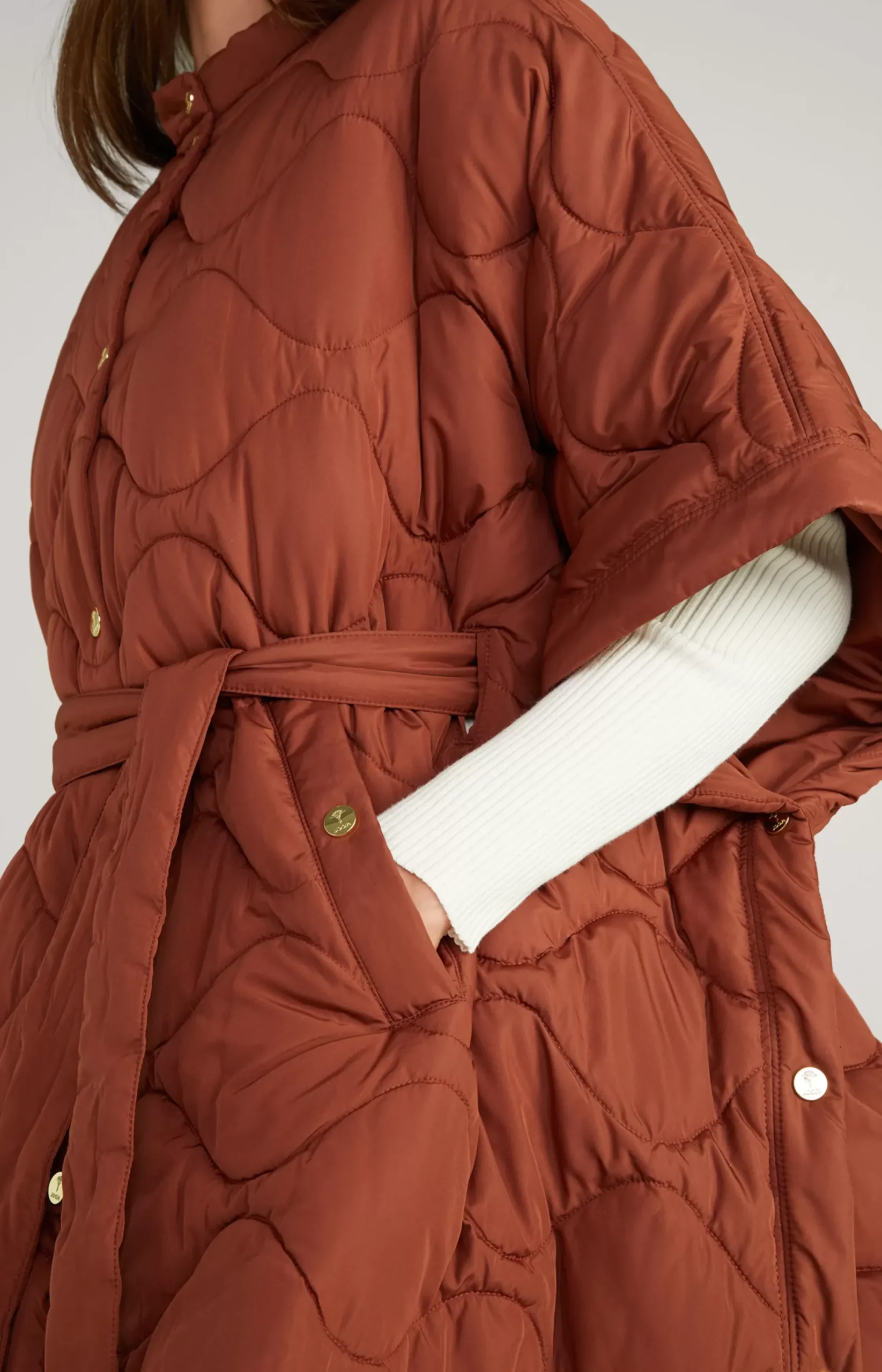 Online JOOP! Quilted Cape Jacket in copper brown
