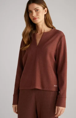 Hot JOOP! Ribbed Long-Sleeve Loungewear Top in coffee