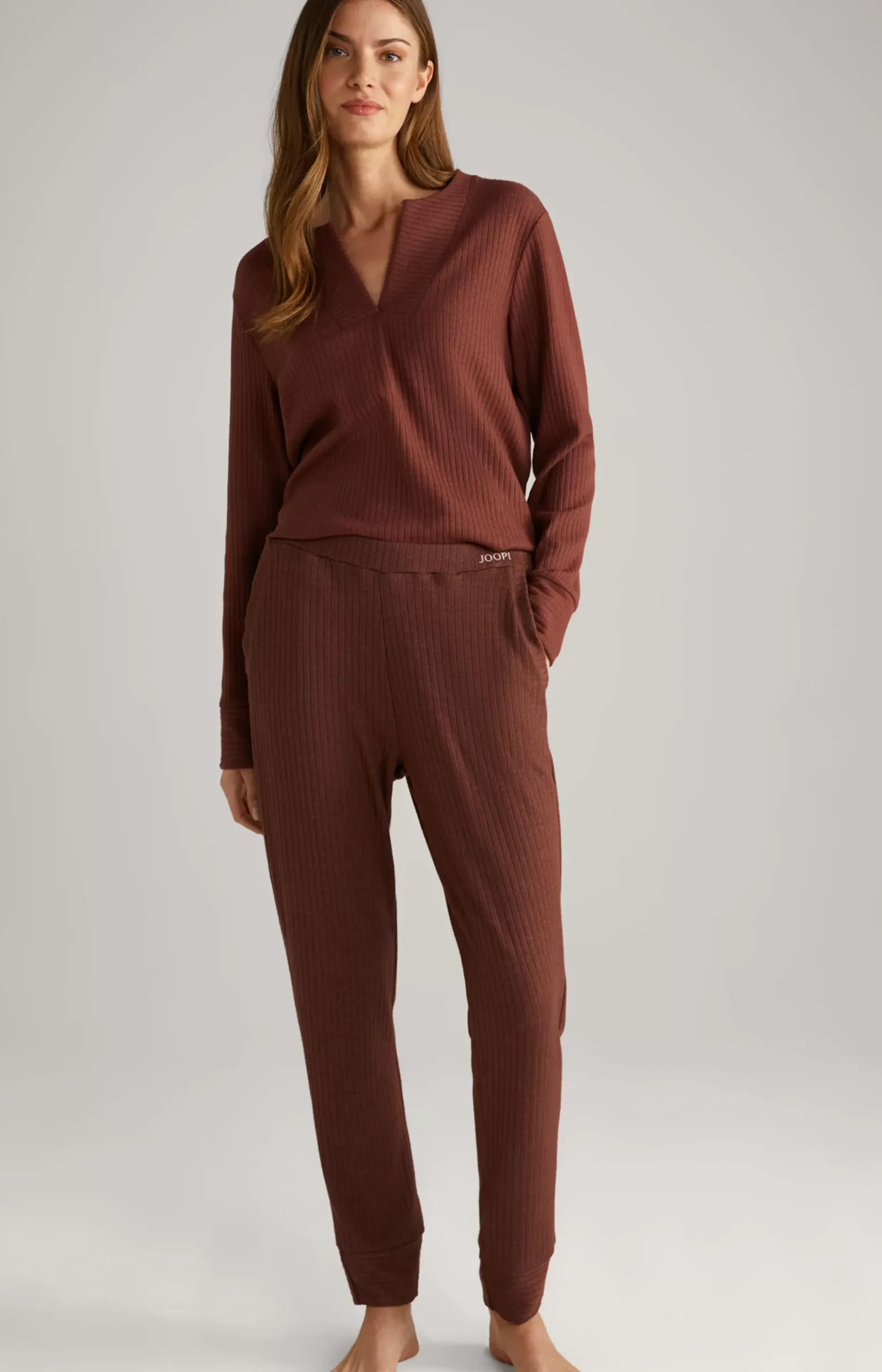 Discount JOOP! Ribbed Loungewear Joggers in coffee