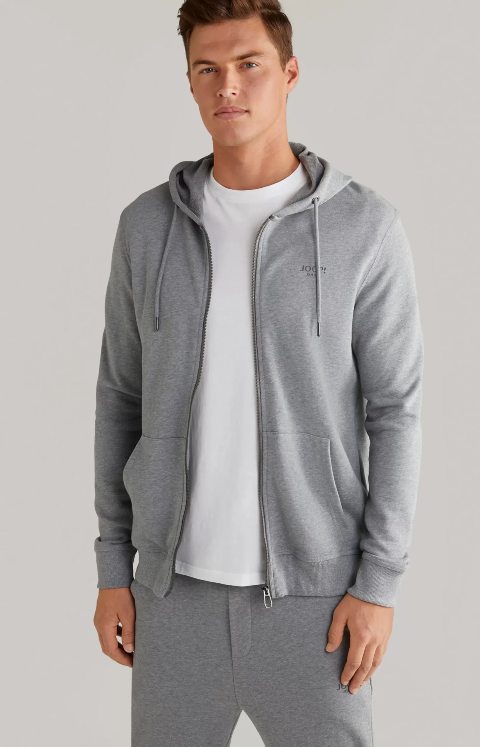 Hot JOOP! Salvatore Hoodie Sweatshirt Jacket in grey melange