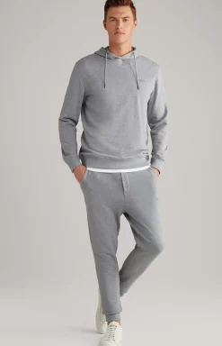 JOOP! Samuel Cotton Hoodie in Grey Flecked grey melange