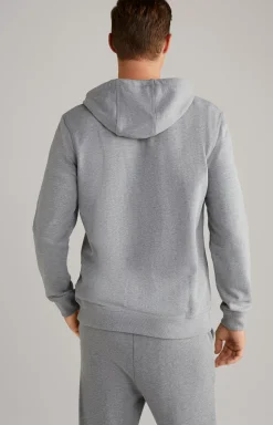 JOOP! Samuel Cotton Hoodie in Grey Flecked grey melange