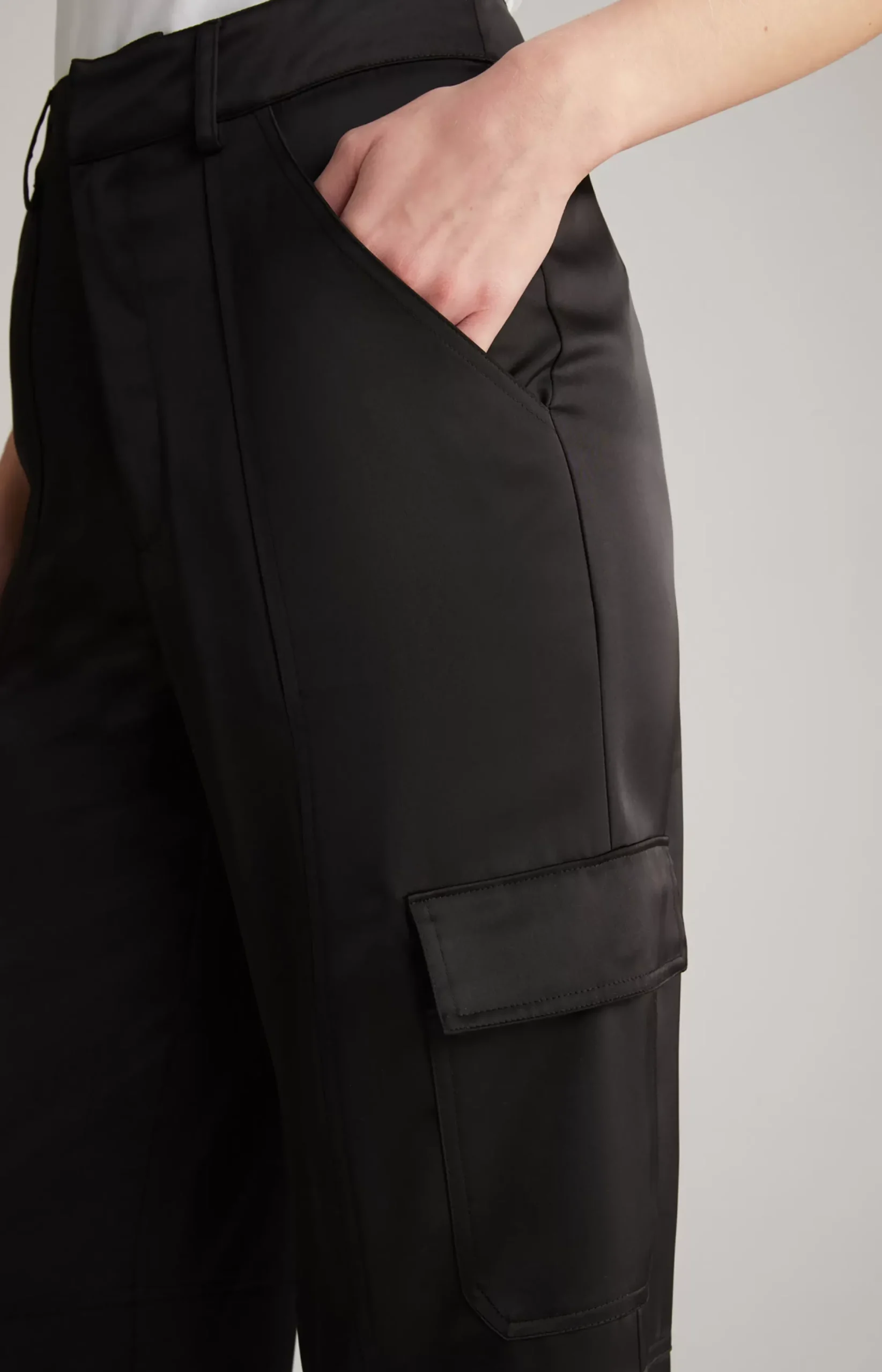 New JOOP! Satin Cargo Trousers in black